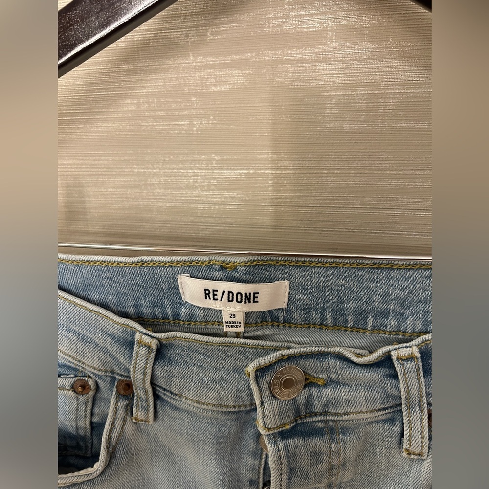 NWT size 29 Re/done Stove Pipe light wash Jeans Riverfade 96% Cotton - Picture 9 of 11